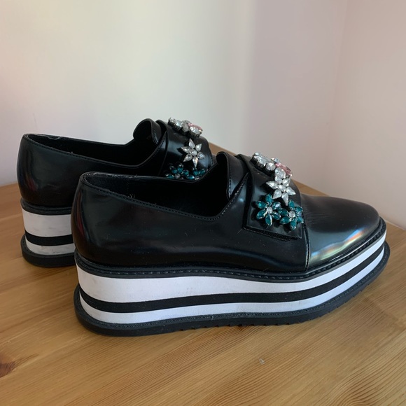 ZARA JEWELED FLAT PLATFORM SHOE - Picture 2 of 15
